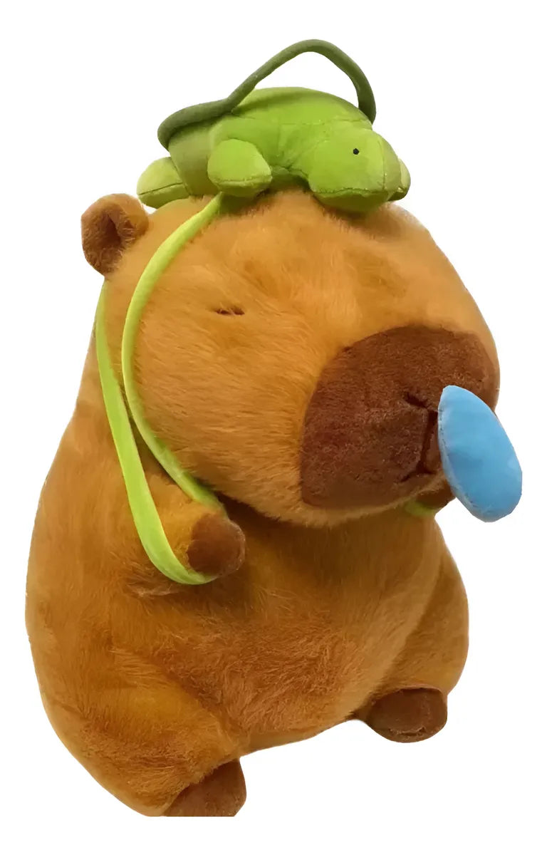Peluche Capibara Moquito Retráctil y Tortuga