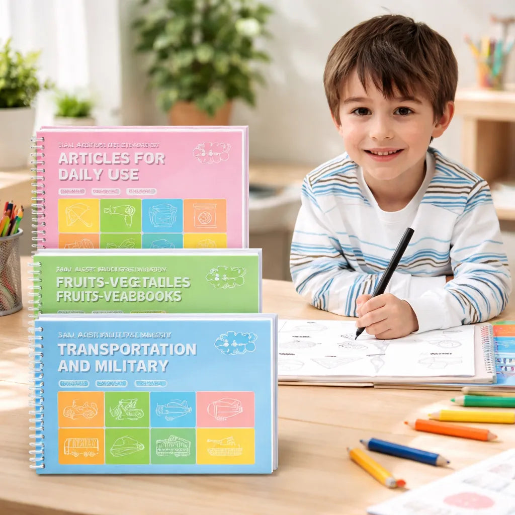 Set de 4 Libros de Caligrafía Reutilizables – Dibujos Mágicos