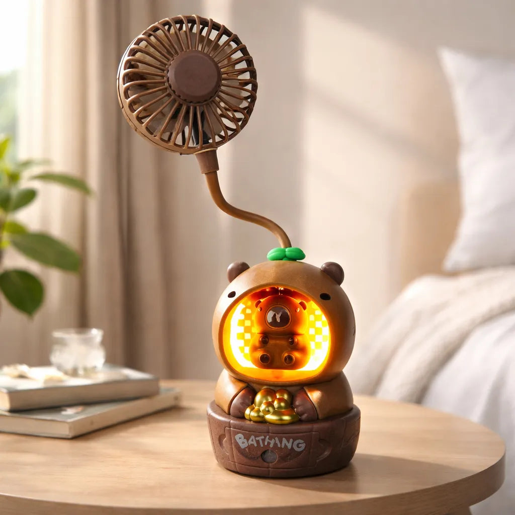 Ventilador Capibara Recargable USB con Tajalápiz