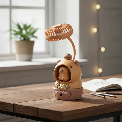 Ventilador Capibara Recargable USB con Tajalápiz