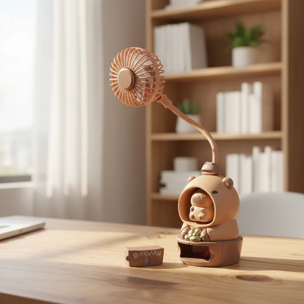 Ventilador Capibara Recargable USB con Tajalápiz