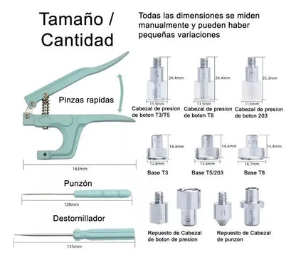 Kit Profesional de Broches a Presión con maquina | 300 Piezas