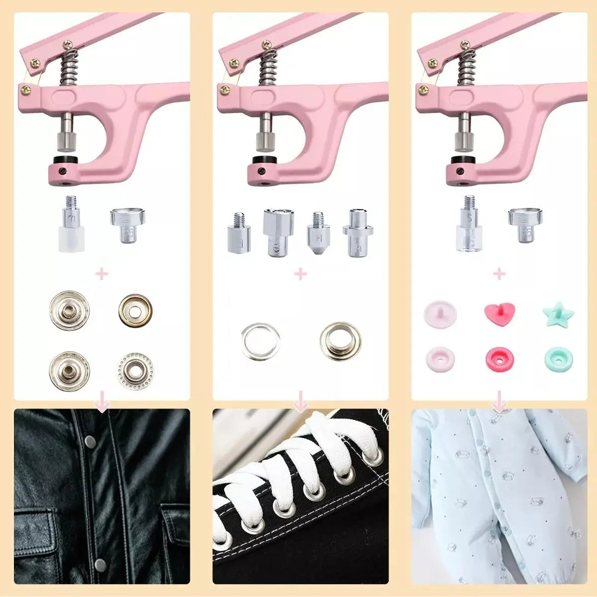 Kit Profesional de Broches a Presión con maquina | 300 Piezas